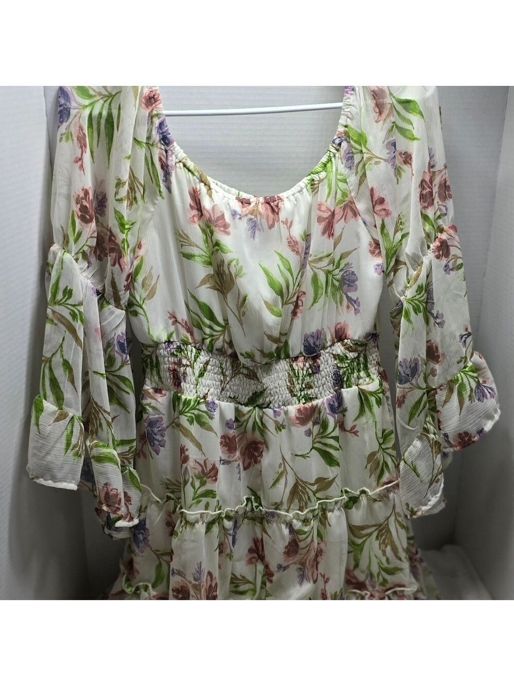 Blush Floral Blouse with Pink and Green Hues